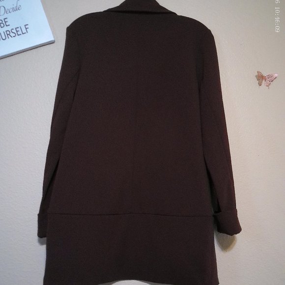 Open Draped Front Burgundy Blazer SZ M by Nina Leonard - Picture 2 of 9